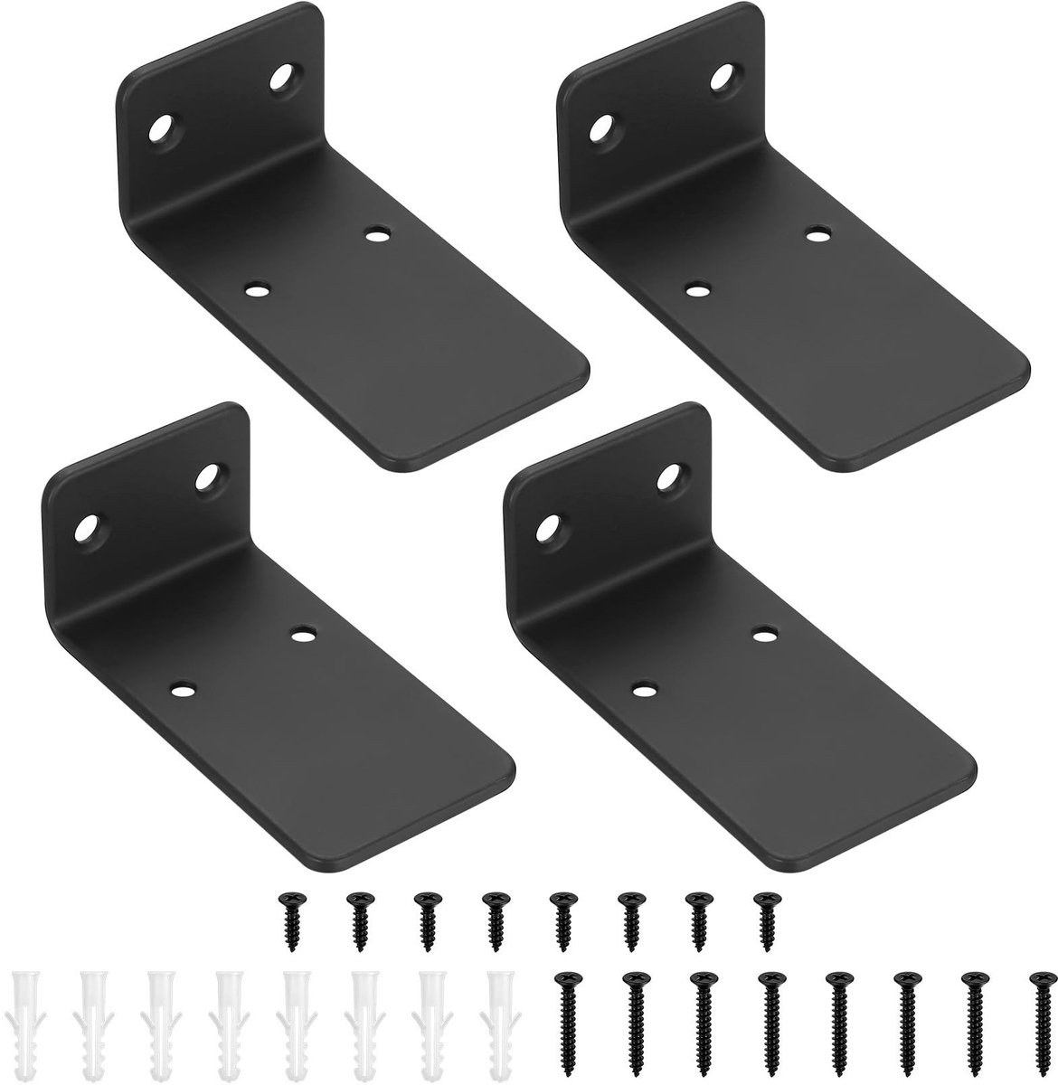 Cosensi - Floating Shelf Carriers - Wandplanksteunen - Duurzaam en Stevig - Zwart - Oplossing voor Opbergruimte - Geschikt voor Thuisgebruik - 4-Pack