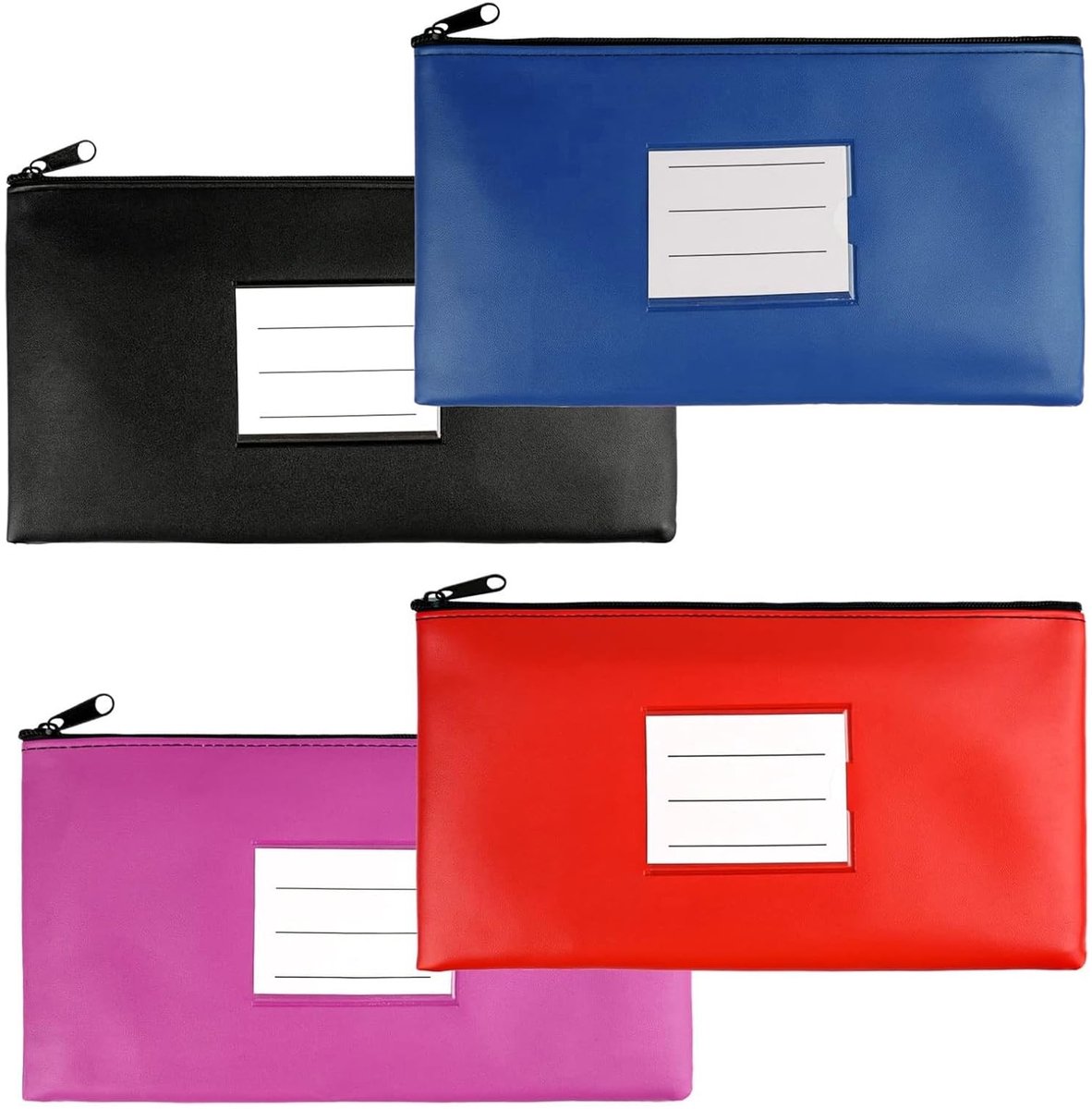 Cosensi - Banktassen met Kaartcompartiment - Set van 4 - Hoogwaardige Kwaliteit - 28 x 16 cm - Voor Cash en Documenten - Waterbestendig - Diverse K...