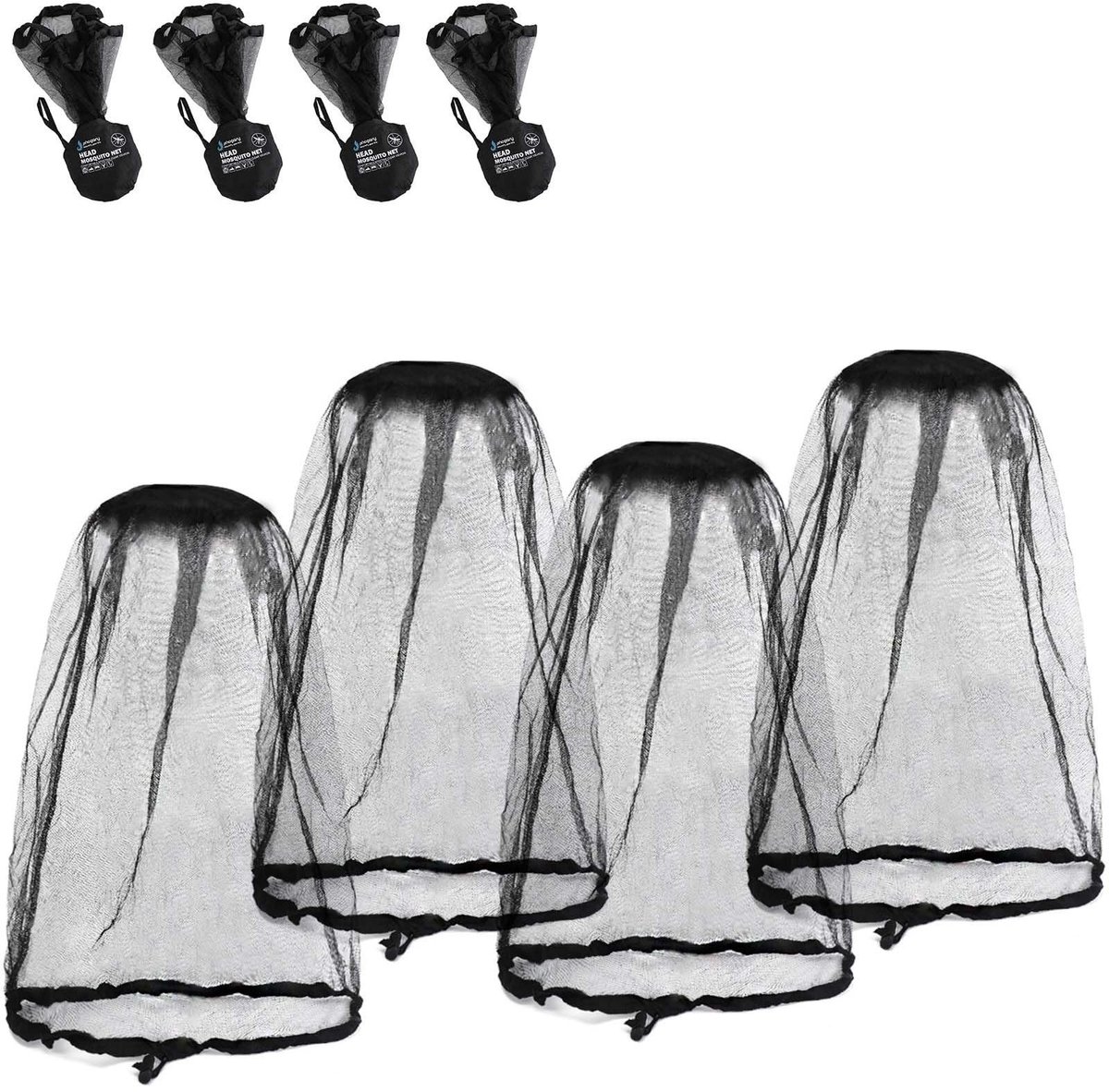 Cosensi - Oversized Muggennetje - Set van 4 - Natuurlijke bescherming - Zwart - Voor buitenactiviteiten - Kledingaccessoire - Voor volwassenen