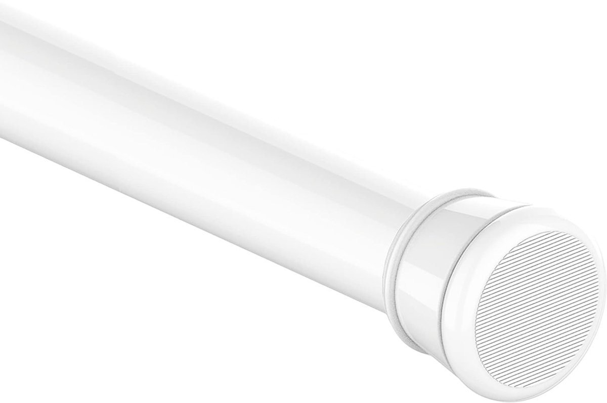 QTTVBTNA Uitschuifbare Gordijnstang Zonder Boren 50–80 cm – Telescopische Klemstang Ø25 mm – Anti-slip & Roestbestendig – Voor Badkamer, Deur en Raam – Wit – 1 Stuk
