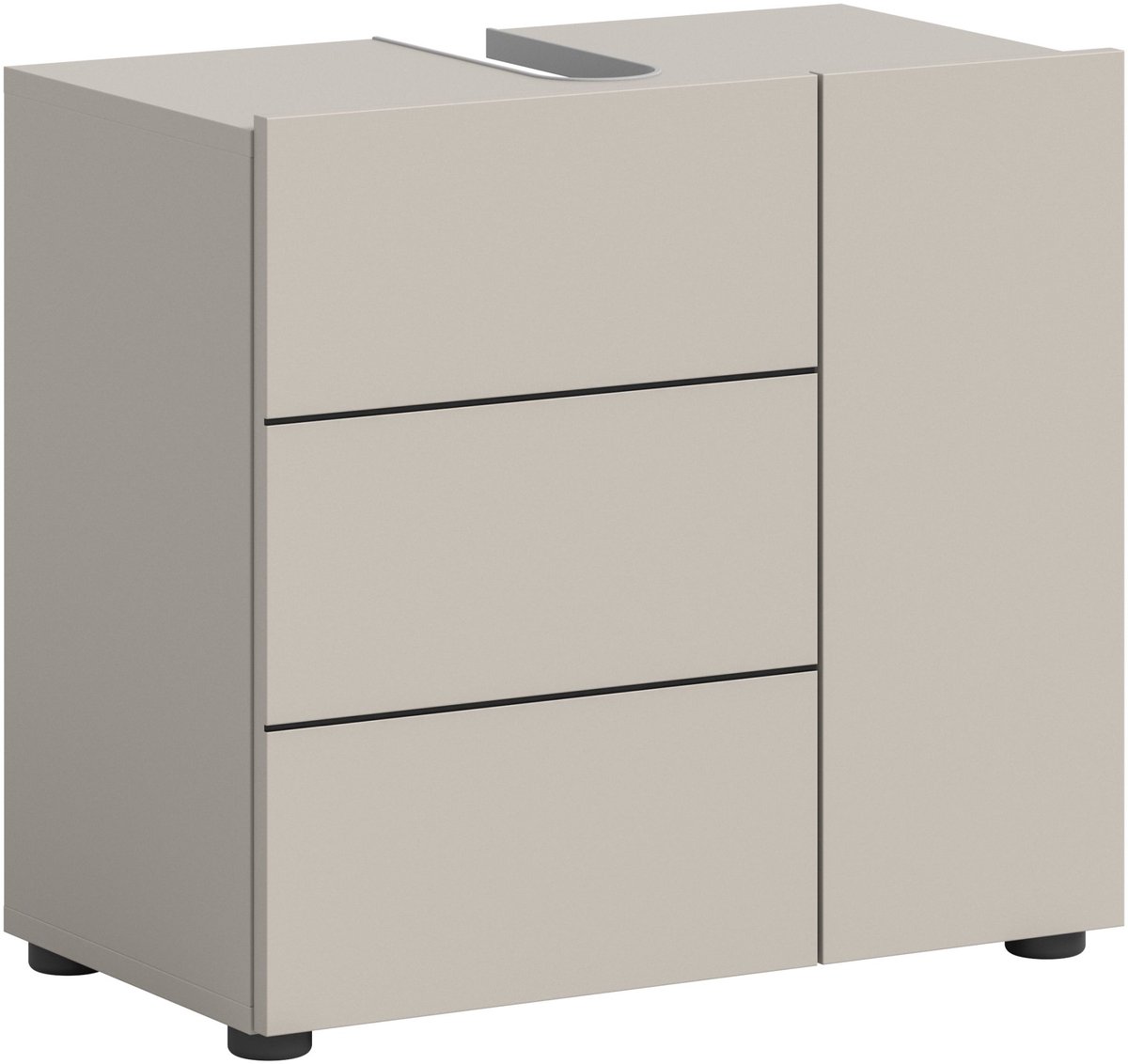 Wastafelonderkast Vira Xonox - Cashmere Melamine - 60x57x34 Cm - Xonox - Badkamer Enkele Wastafelonderkast - Beige - Spaanplaat
