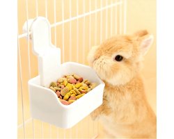 Konijnenvoerbakjes, waterbakjes Geschikt voor in de kooi, voer- en waterbakjes Geschikt voor puppy's, katten, konijnen, cavia's, fretten en andere kleine dieren (wit).