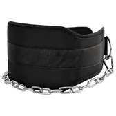 Zwart dip belt gewichthef riem unisex met metalen ketting voor krachttraining – fitness dip riem voor pull ups dips squat training en weighted calisthenics met verstelbare ketting