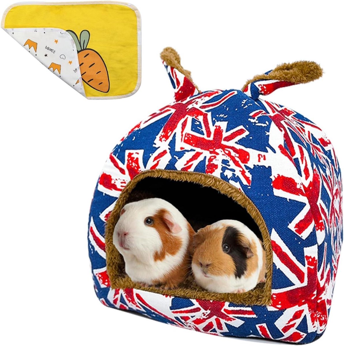 Bunny Bed Cavia Hideout Hamster Slaaphuis Warm Opvouwbare Kleine Dieren Grot Bedden voor Konijn Cavia’s Fret Chinchilla Leuke Hut met Mat Blauwe Nationale Vlag Bunny Bed Cavia Hideout Hamster Slaaphuis Warm Opvouwbare Kleine Dieren Grot Bedden voor Konijn Cavia’s Fret Chinchilla Leuke Hut met Mat Blauwe Nationale Vlag