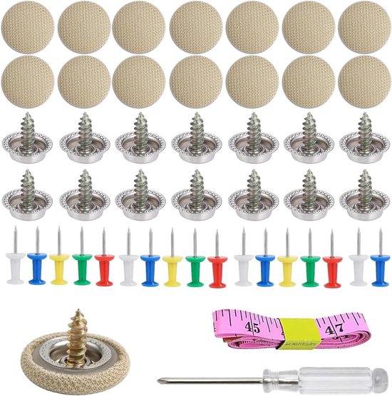 Reparatieset voor dakhemel, universeel, reparatieklinknagels/knoppen + spelden, schroevendraaier, complete autohemelreparatieset voor alle automodellen (Grid Black) — afbeelding 3