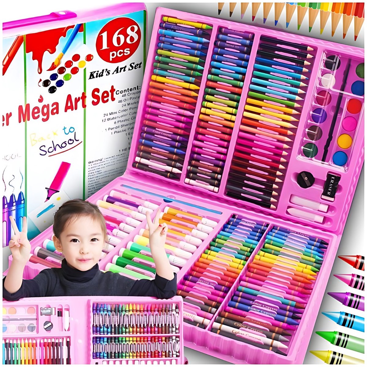 Iso Trade - Kunstset - 168 Stuks - Praktische Koffer - Voor Kinderen