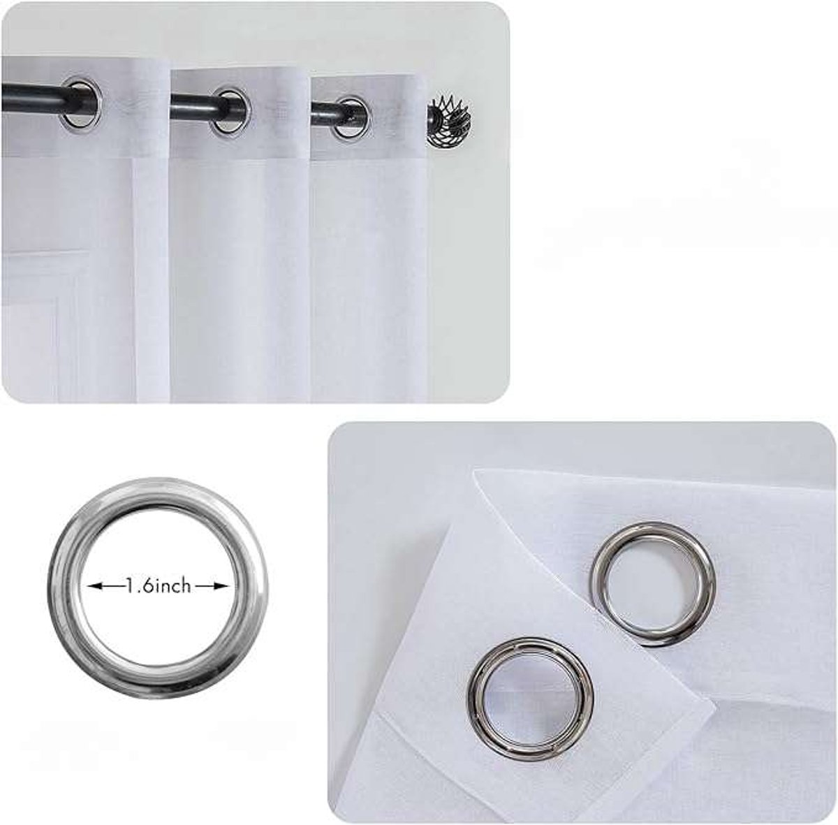 MIULEE - Gordijnen Set - Puur Wit - 140x185cm - Transparante Voile - 4 Stuks