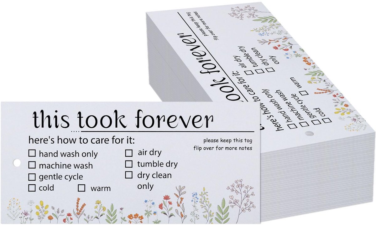 FREEBLOSS 100 Handmade Care Labels - Wasklabels voor Kleding en Accessoires