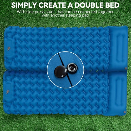 Camping Matras met Kussen - Enkel - Opvouwbaar Matras - Vouwmatras - Camping Matje - Slaapmat - Logeer Matras - Luchtmatras - Kampeer Matras - Camping Bedje - Polyester/TPU - 200 x 68 x 9 cm - Blauw - van Imperatoris — afbeelding 2