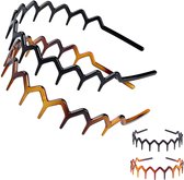 2 stuks - Zigzag haarbanden set - Diadeem - Anti slip sport haarband – Dames - Unisex – Zwart & bruin