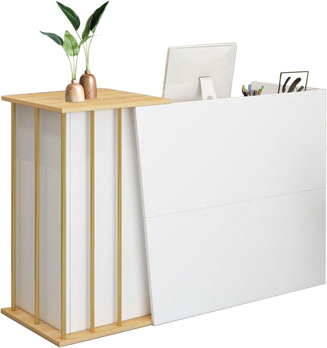 Receptiebalie - Kassa balie toonbank - Klantontvangst stroomlijnen - Marmeren textuur ontwerp - 140 cm - C