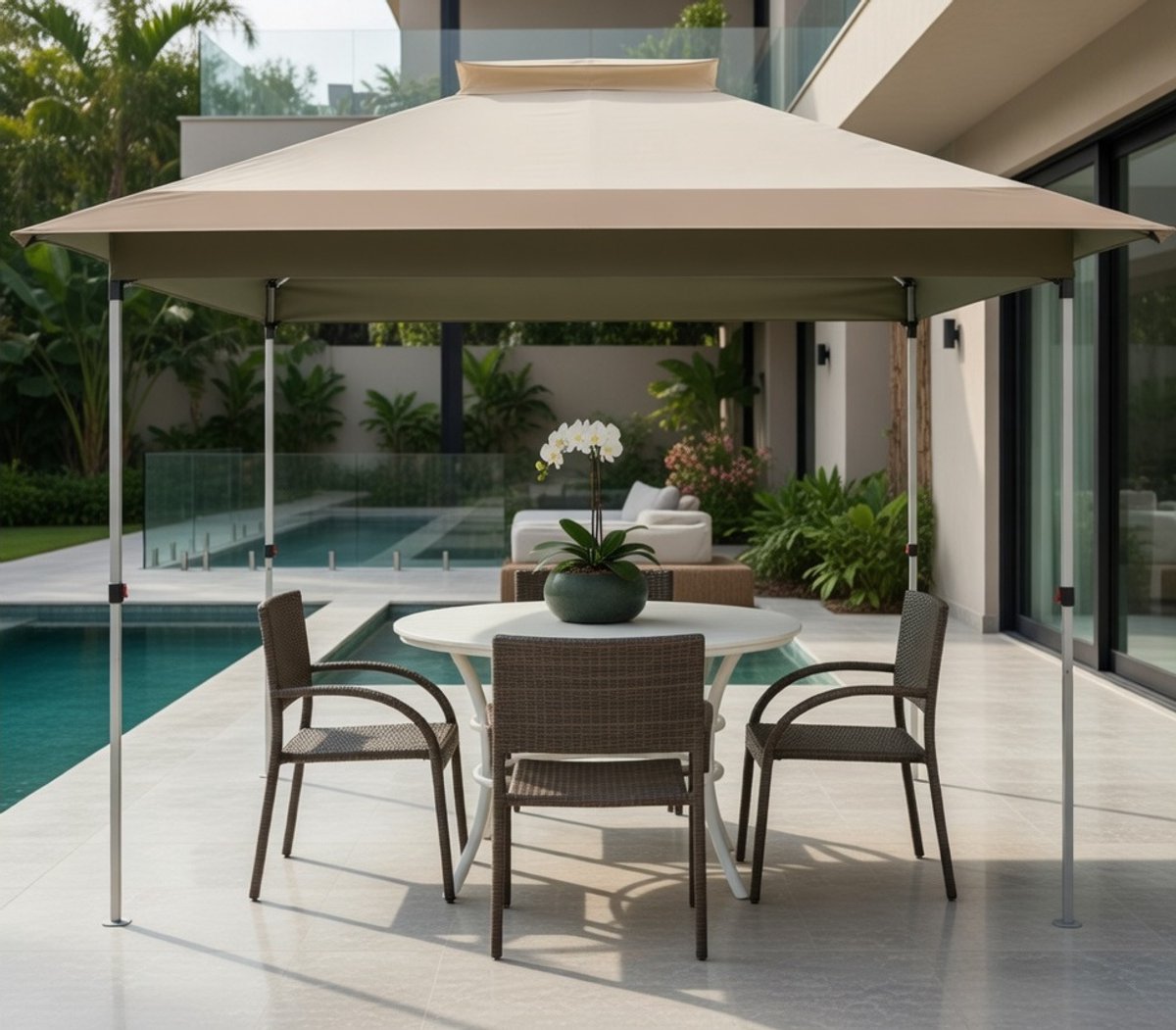Luxe 3,6 x 3,6 m Pop-up Tuinpaviljoen – Dubbel Dak, Waterdicht & UV50+ Bescherming – Stabiel & Winterbestendig – Opvouwbare Partytent met Wieltjes en Draagtas – Ideaal voor Terras, Tuin en Feesten Medahomestore
