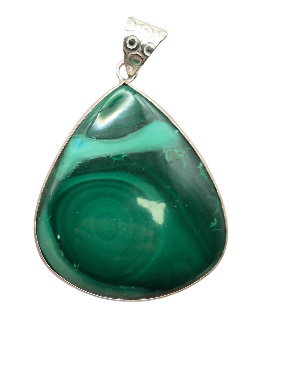 Malachiet edelsteen hanger ingezet in 925 Sterling zilver