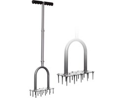 Walensee Gazonbeluchter, spike, metaal, handmatige verticutering, vloerventilatie, gazon met 15 ijzeren spikes, voorgemonteerde gras-beluchter, gereedschap