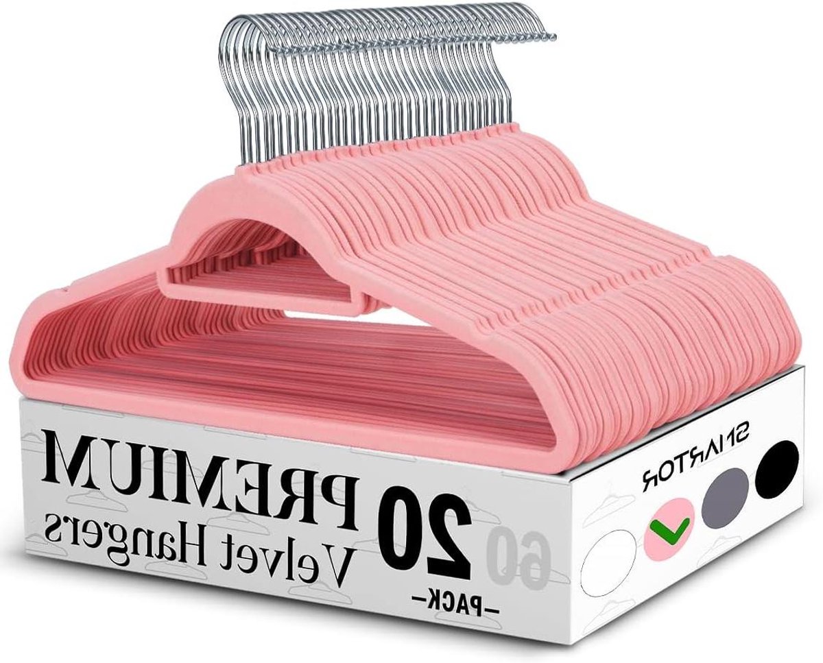 Fluwelen Hangers - Vilten Kleerhangers - Kleding Opbergen - Antislip Oppervlak - 40 cm - Roze
