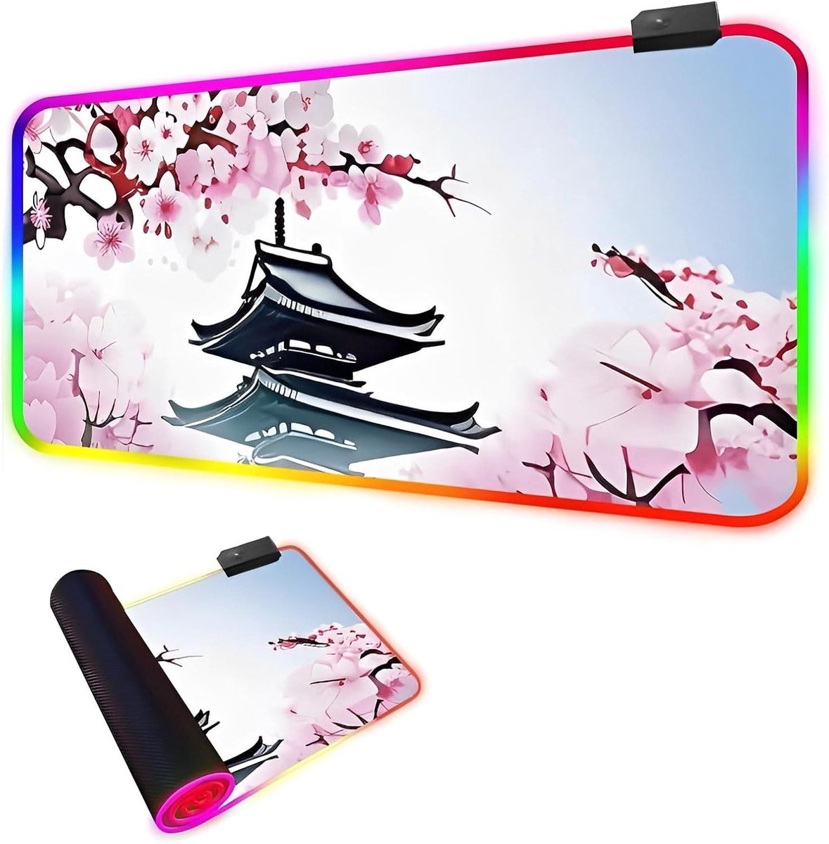 Gaming Muismat RGB - LED bureauonderlegger - Gaming en Kantoor - 14 Verlichtingsmodi - 800x400x4mm - Sakura