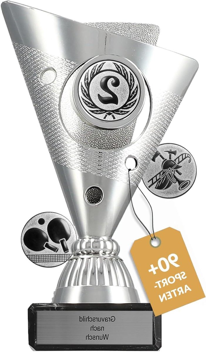 Trofee met Gravure - Onderscheiding Beker - Sportevenementen Vieren - Stijlvol Modern Design - 155 cm - Zilver