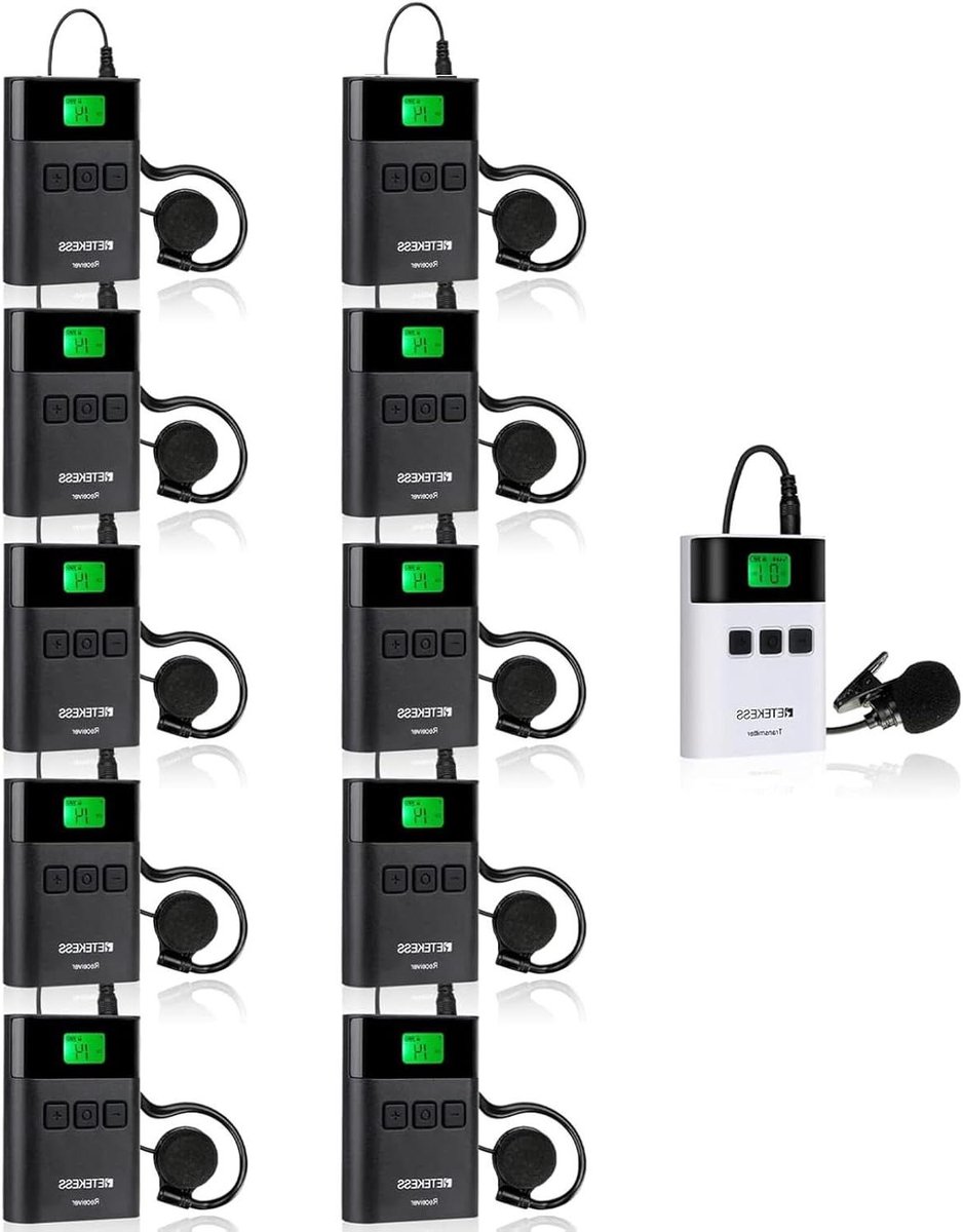 Tour Guide Systeem - Audio Gids Systeem - Groepen Leiden - 150m Bereik - 10 stuks - Zwart