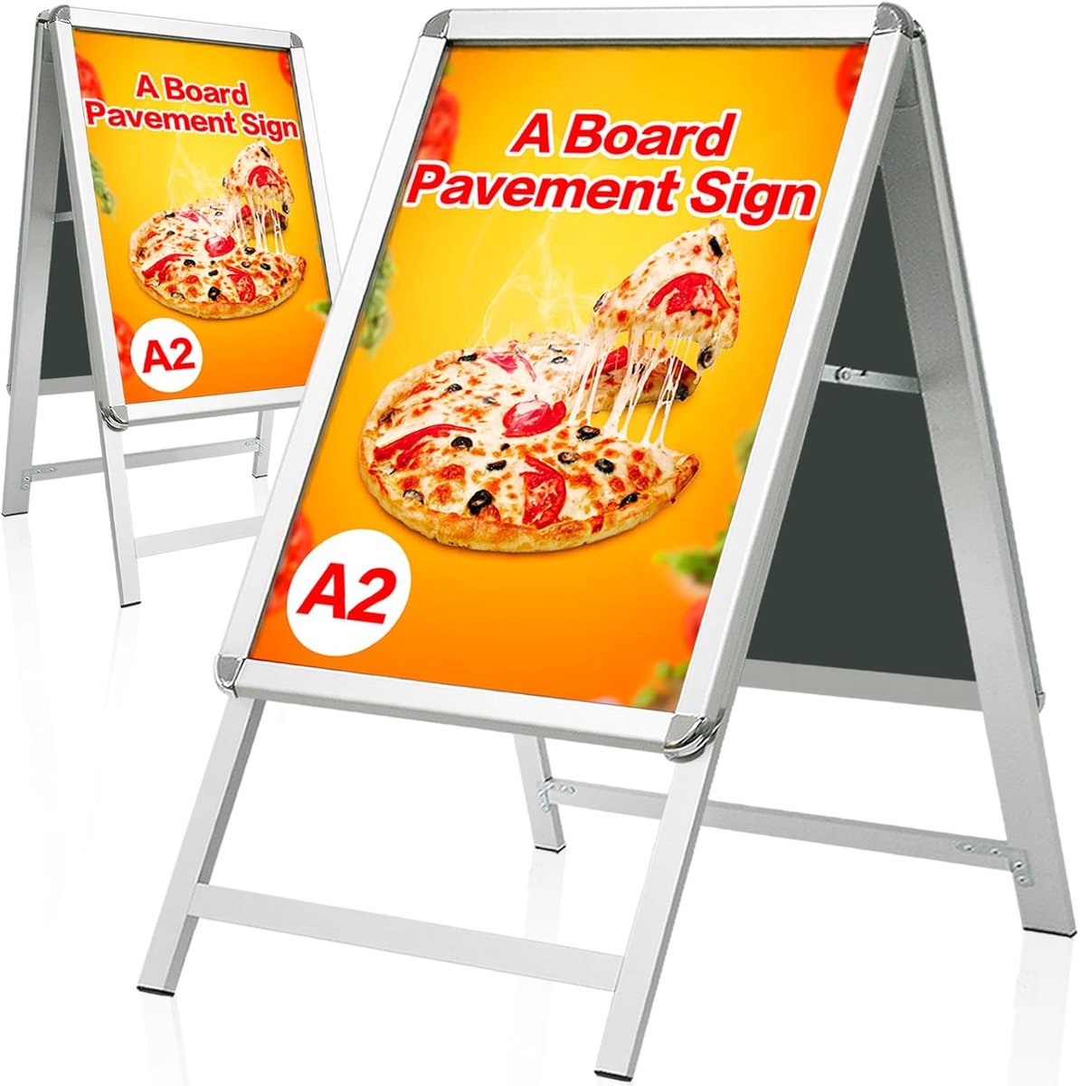 A-Board Pavement Sign - Dubbelzijdige Display Poster Bord - Aluminium Frame Sign Board voor Buitenreclame Display Stand - Zilver