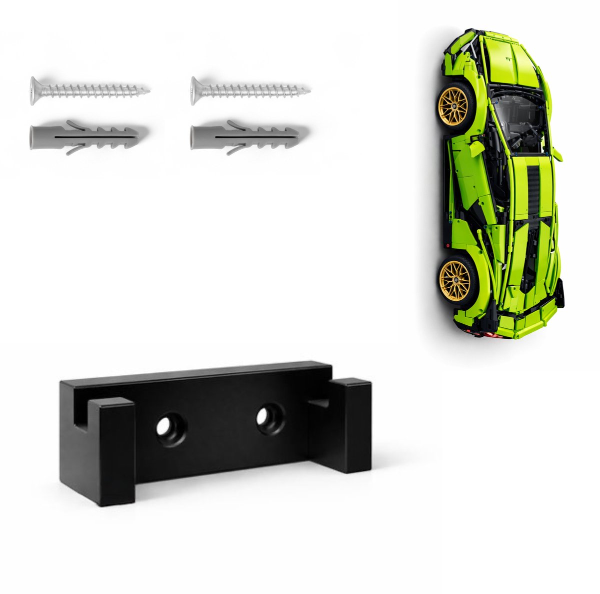YUOM. Wandhouder geschikt voor LEGO Technic 42115 Lamborghini Sián – Muurbeugel / Wall Mount – incl. schroeven & pluggen
