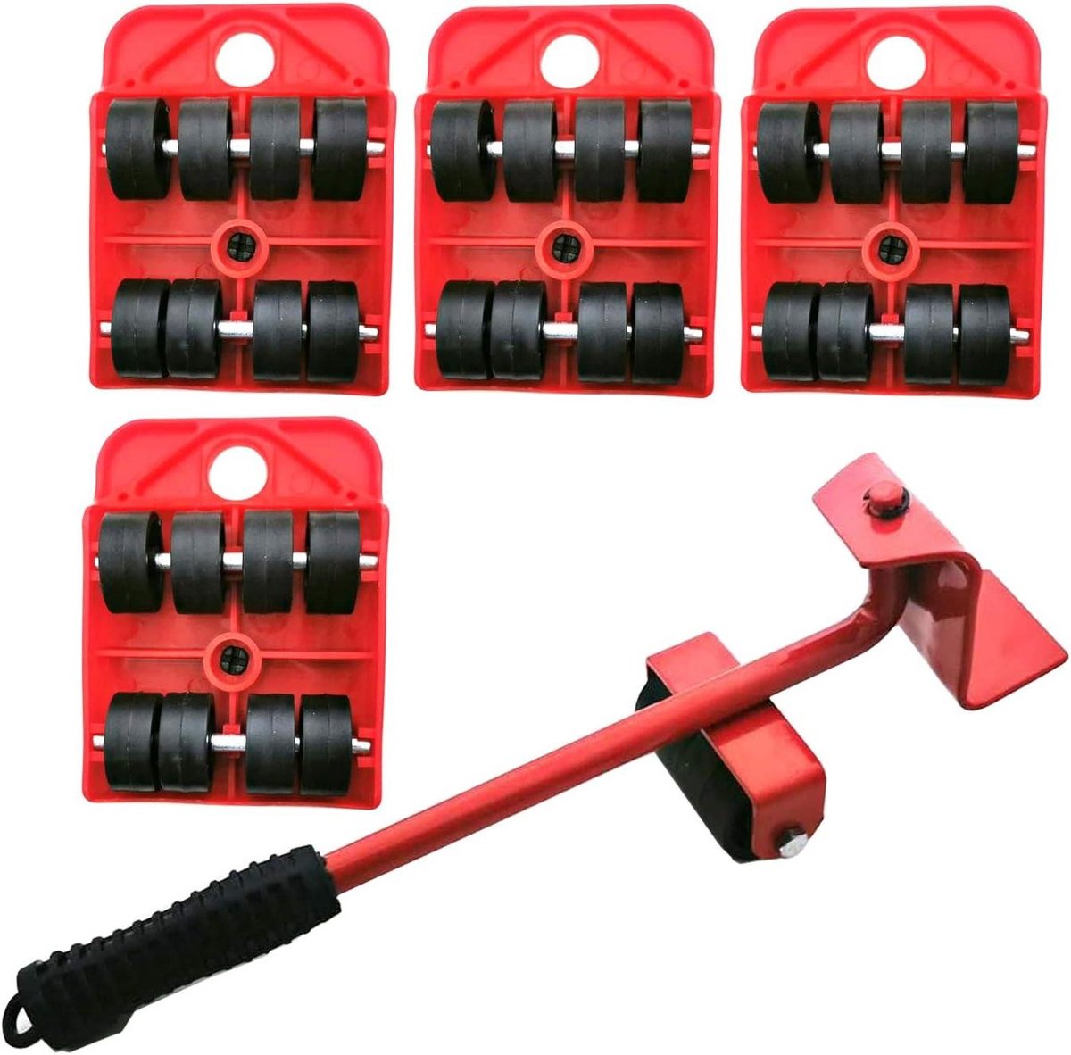 Meubelroller Set - Meubellifter Verhuisroller - Meubels Verplaatsen - 360 Graden Draaibare Pads - 10x8x3.2cm - Rood