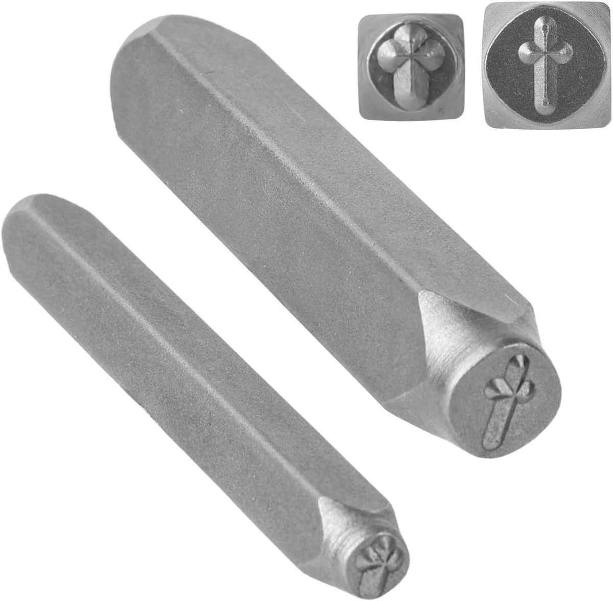 2 Stuks Kruisvormige Metalen Stempels, 2 Maten, Carbon Staal Stempelinstrumenten voor Sieraden en Sleutelhangers Maken