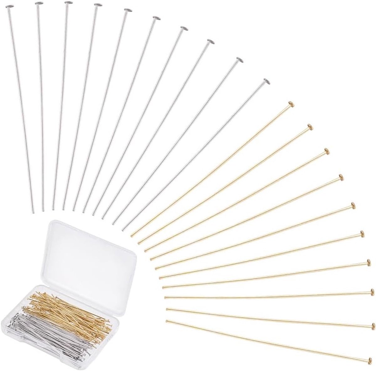 200 Stuks 50mm 304 RVS Oorknopjes en Hangertjes voor Sieraden Maken, Goud/Zilver, Earring Onderdelen, DIY Sieraden, Creatieve Projecten