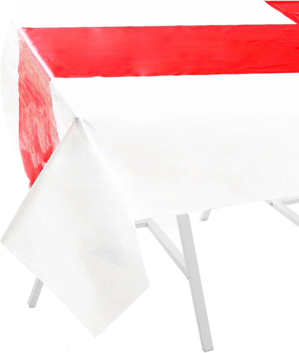 St George Tafelkleed - England Vlag - Feestdecoratie - Wegwerpbaar Plastic - 5 Stuks - Wit Rood