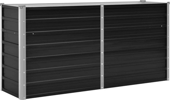 Hoge Moestuinbak - 160 x 40 x 77 cm - Verzinkt Staal - Antraciet - Verhoogde Plantenbak voor Ergonomisch Tuinieren - Open Bodem
