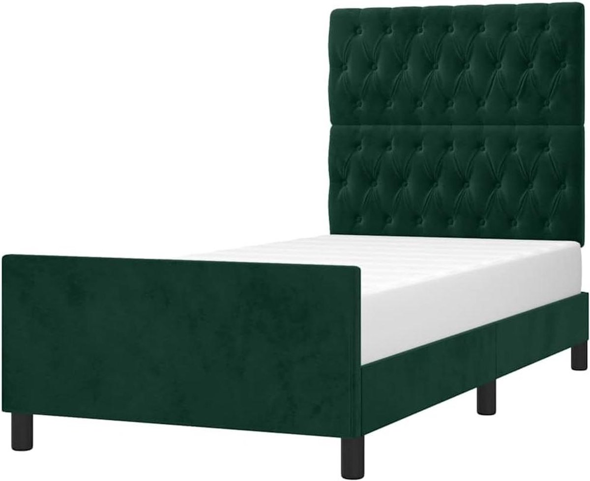 Bedframe met hoofdeinde - Ledikant Slaapmeubel - Ontspannen Slapen - Hoogte verstelbaar hoofdeinde - 90x190 cm - Donkergroen