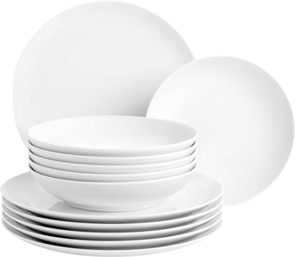 Servies Set - Dinerset Borden - Dagelijks Gebruik - Vaatwasmachinebestendig - 12-delig - Wit