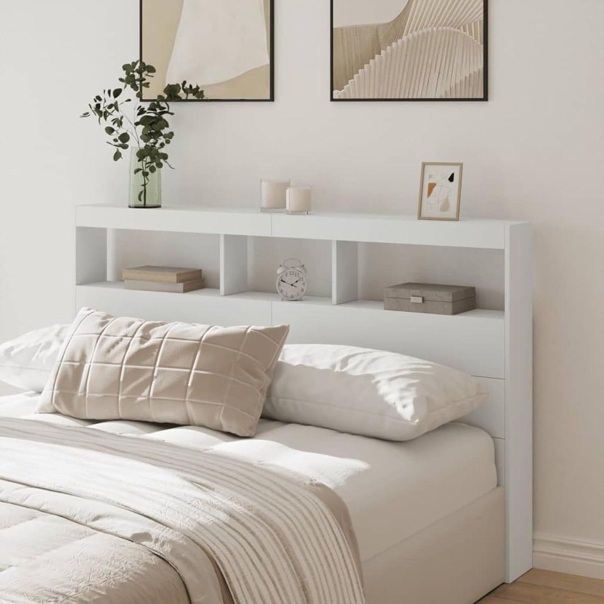 Hoofdeinde met Opbergvak - Bed Rugleuning - Bed Opbergen - Met Led Verlichting - 160 x 17 x 102 cm