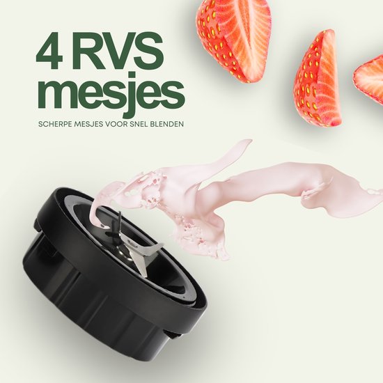 Smoothie Maker Pro - 350W - 2 Snelheden + Pulsefunctie - RVS Messen - 750ml - 2 To-Go Bekers - BPA-vrij - Blender To Go - COOK-IT van Merkloos — afbeelding 3