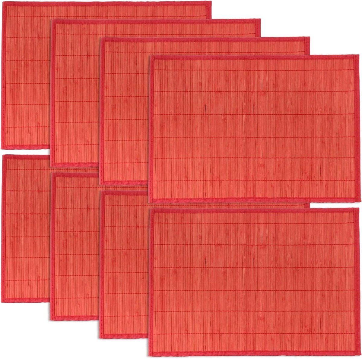Bamboe Placemats - Tafelmatten - Keuken Decoratie - Natuurlijk Materiaal - 45 x 33 cm - Rood