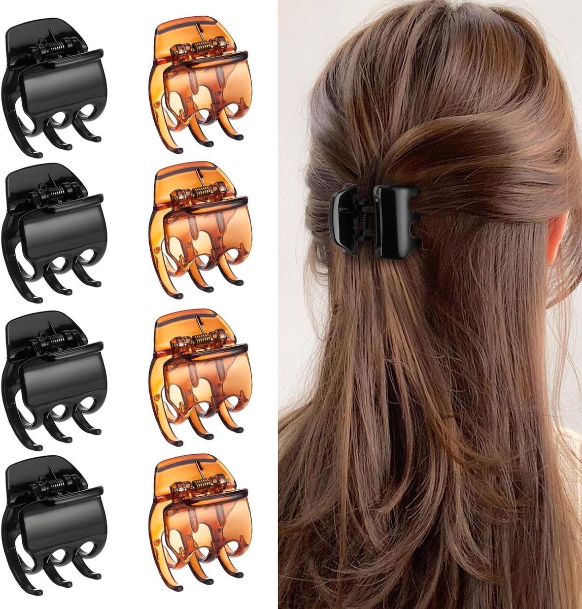 Haarklauwclips - Kleine clips - Haar Opsteken - Antislip Ontwerp - 35 cm - Zwart Bruin