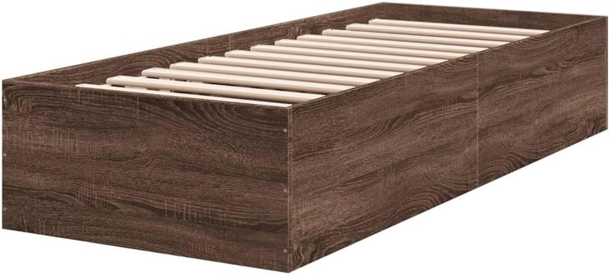 Bedframe Hout - Houten bed Slaapkamermeubel - Comfortabel slapen - Glad oppervlak - 75 x 190 cm - Bruin eikenkleur