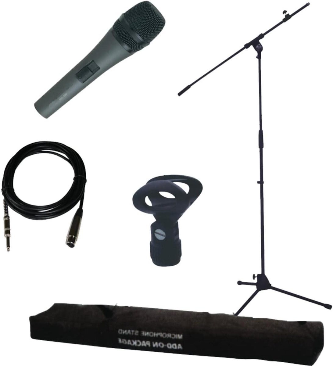 Podiummicrofoon Set - Microfoon met Statief - Optreden Live - Met Transporttas - 25 Kilogram - Zwart