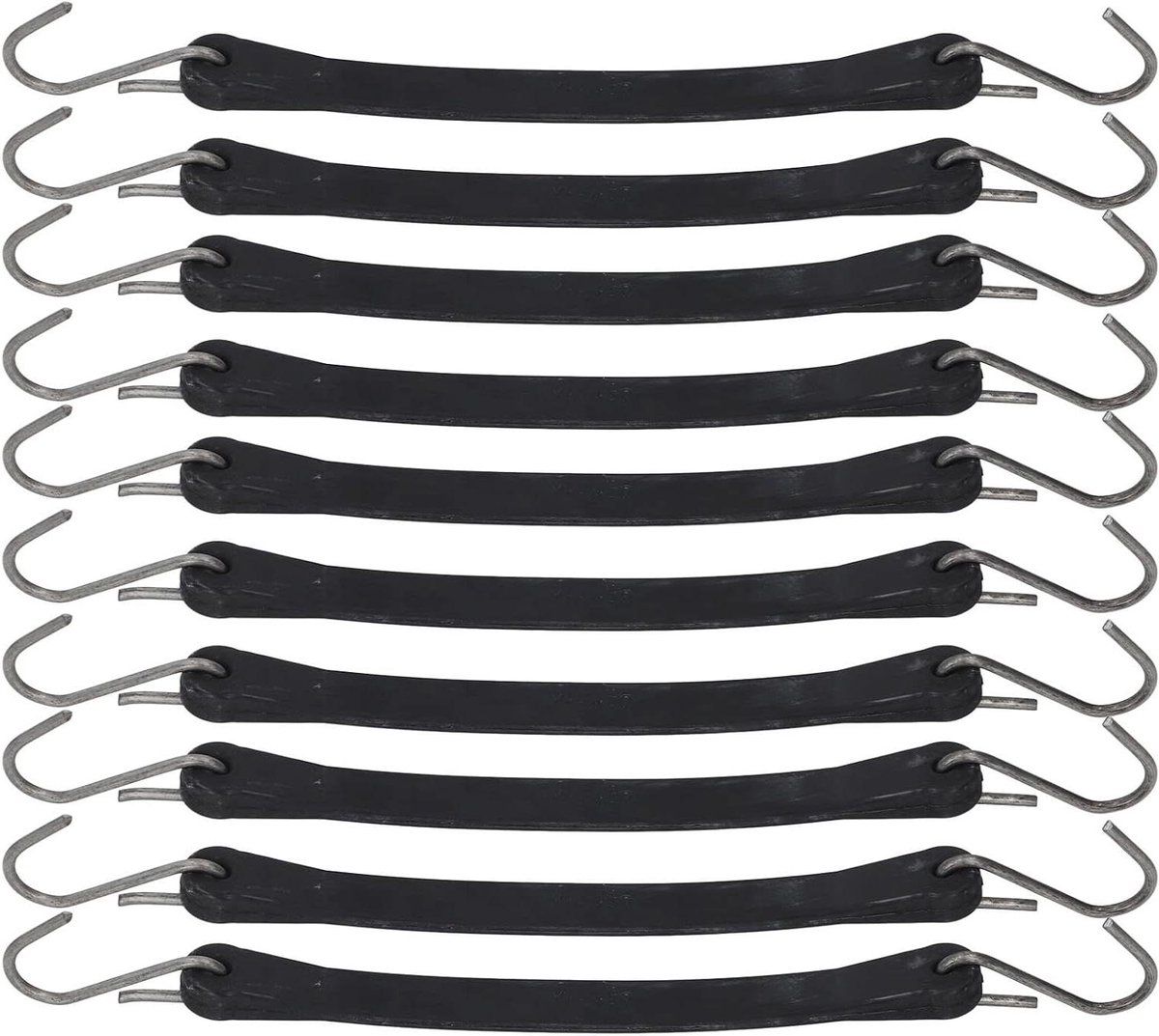 Touw met Haken - Spanbanden Bungee - Vervoer Vastzetten - Dubbele Eindhaken - 30 cm - Zwart