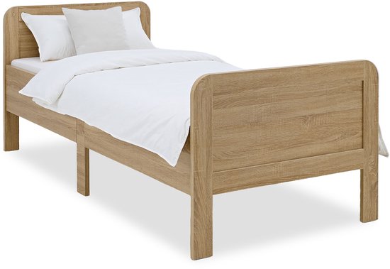 Homestyle4u Seniorenbed - 90x200 cm - Houten bed - extra hoog - Natuur