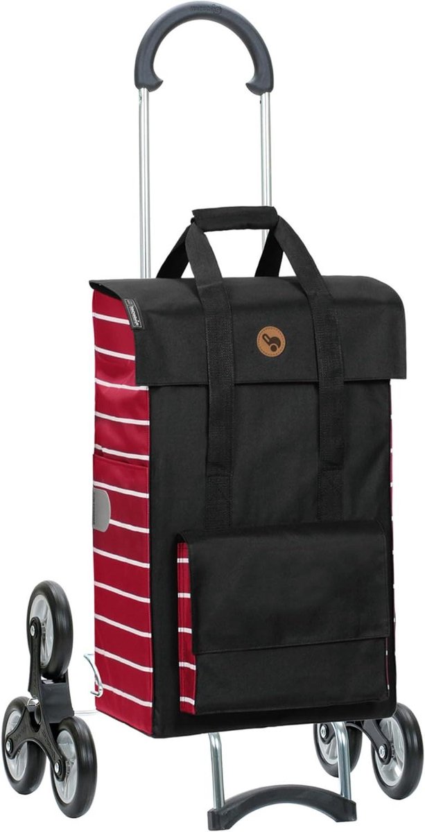 Boodschappentrolley - Winkelwagen - Boodschappen doen - Trappenklimmer - 50 x 106 x 42 cm - Rood