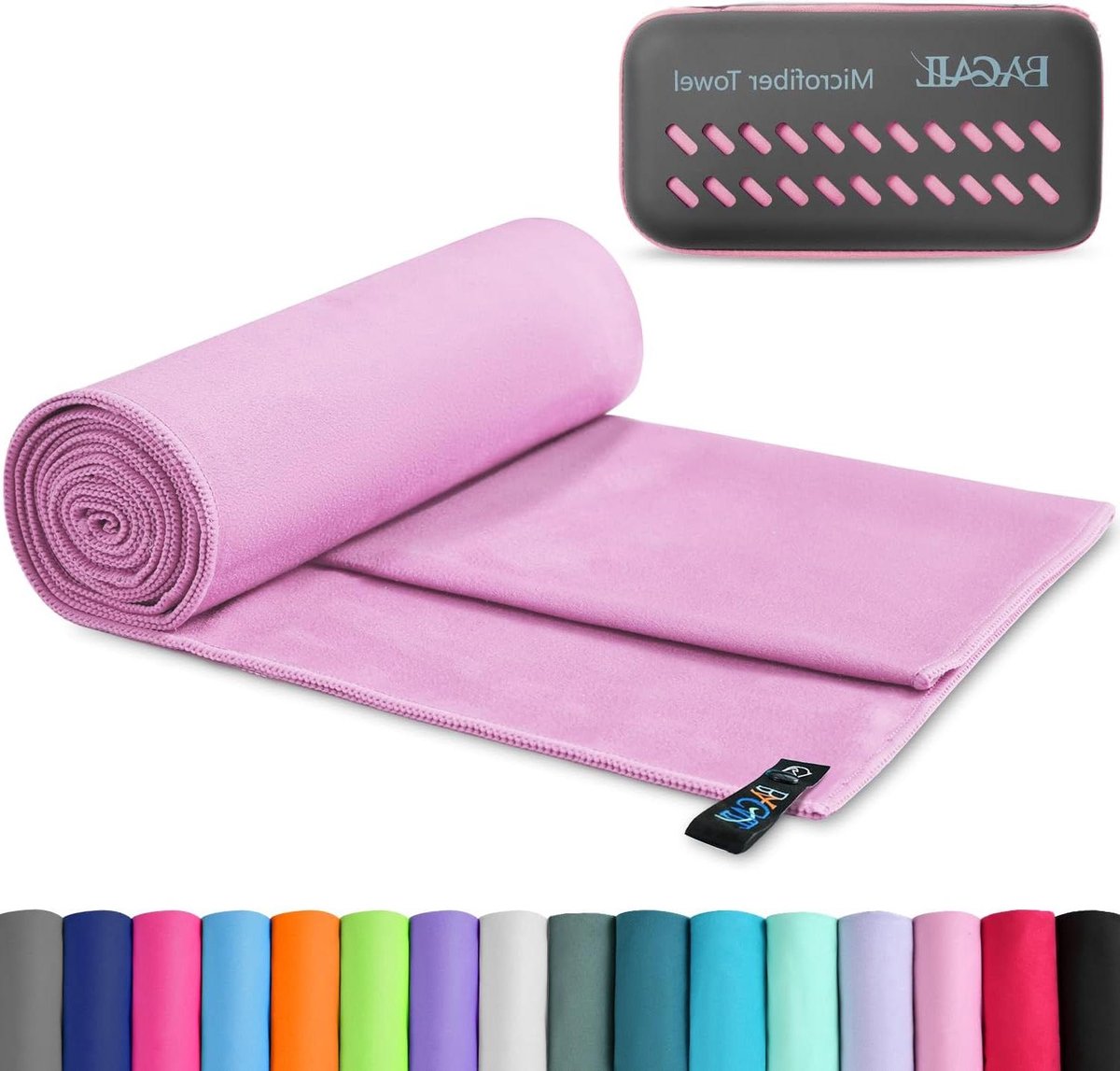Campinghanddoek Microvezel - Reishanddoek Sneldrogend - Sport en Outdoor - Super Absorberend Lichtgewicht - 180x90cm - Roze