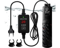 Aquarium Verwarmingselement - 50 W - Digitale Aquarium Verwarmer - Intelligente Verwarming - Controle - Aquarium Verwarmingsstaaf - Vissenkom voor Aquariums - Zwart