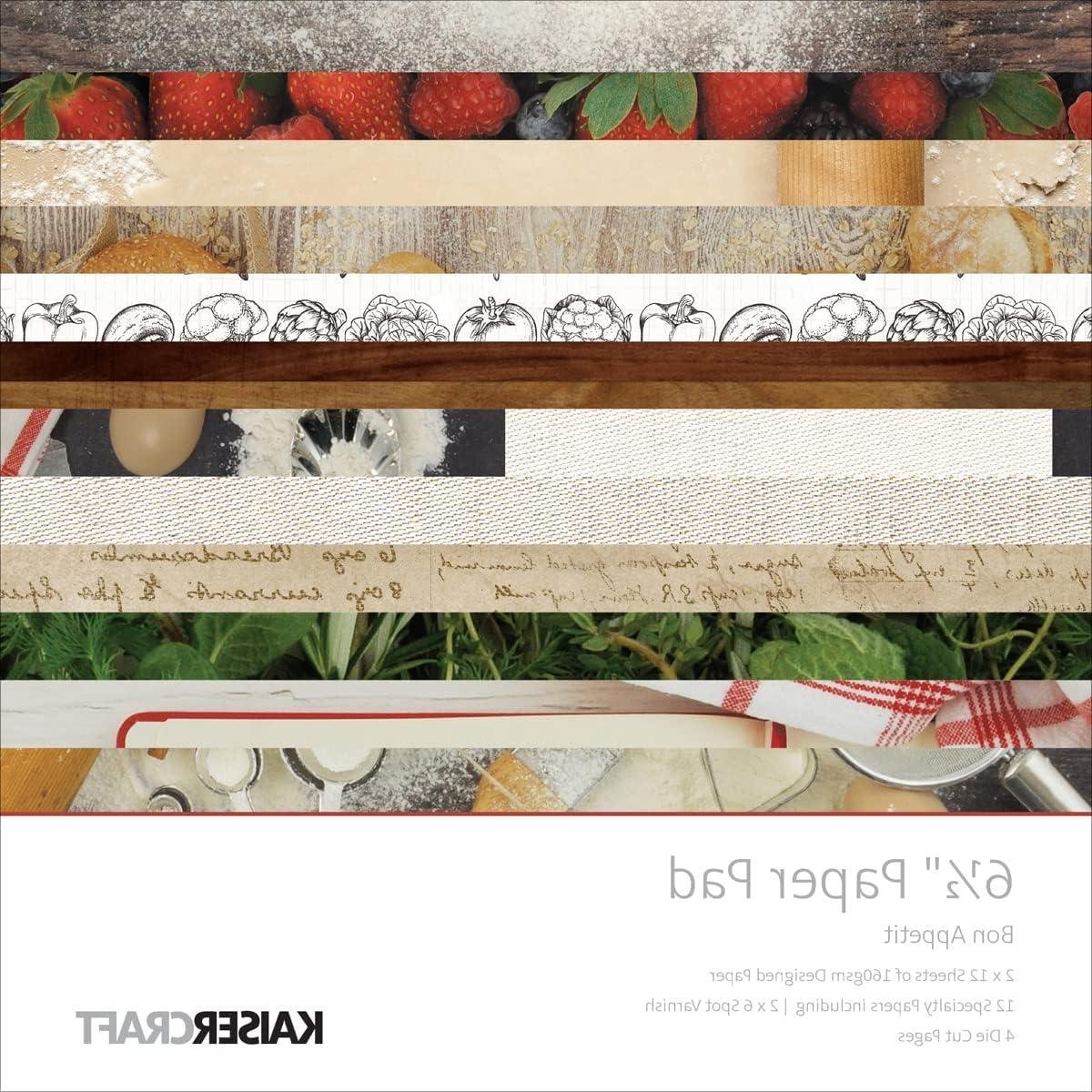 Papierblok Bon Appetit - Scrapbookpapier Keuken - Recepten Maken - Met Gestanste Pagina's - 16.5 x 16.5 cm - Multicolor