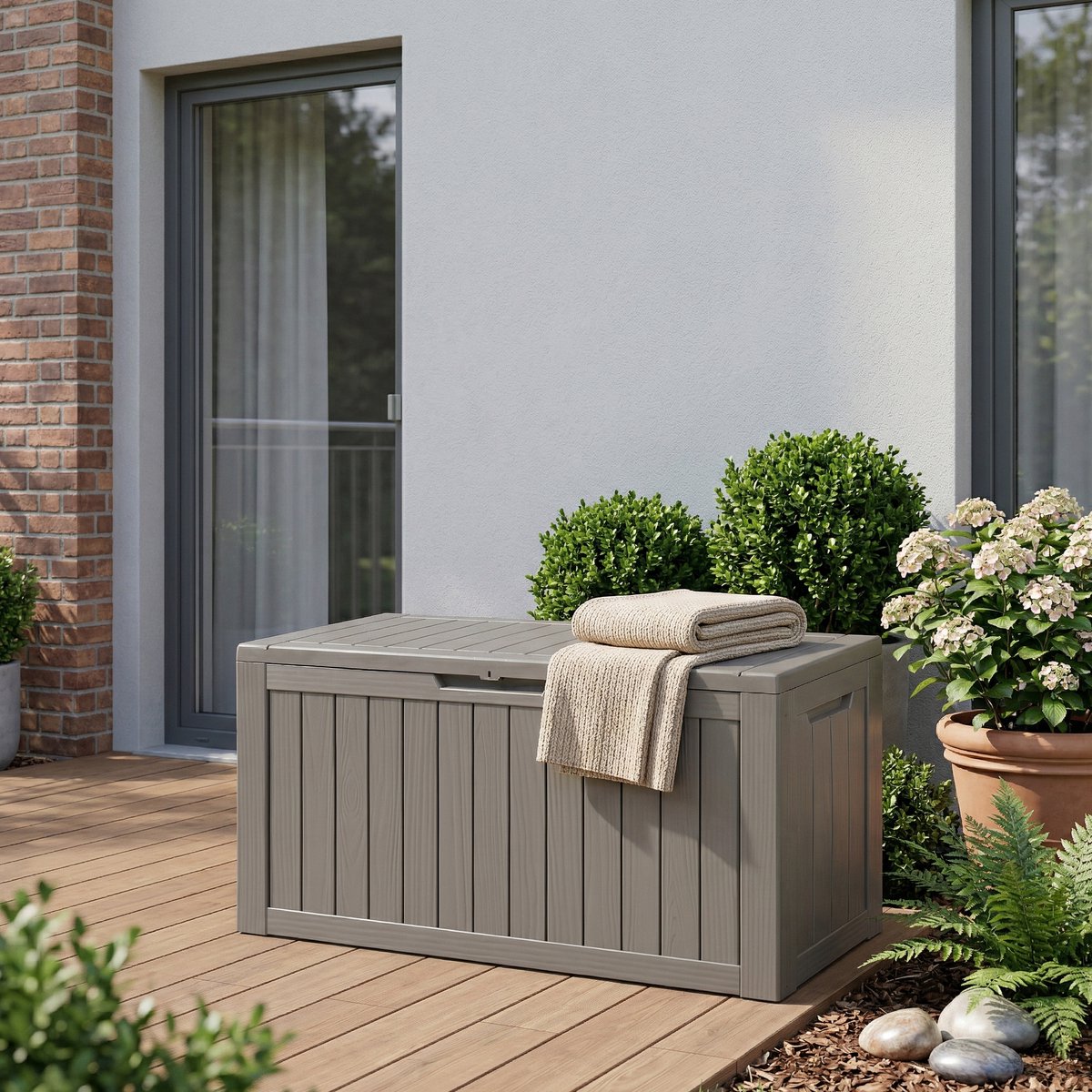 Tuin opbergbox Vades 300L kussenbox 117x47x59 cm lichtgrijs casa.pro
