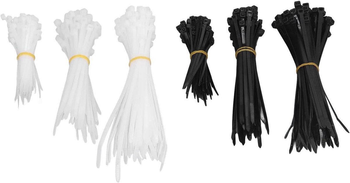 Dunne Kabelbinders, 400 Stuks Nylon Zelfvergrendeling, Assortiment van 4, 6 en 8 Inch voor Kabelbeheer en Organisatie