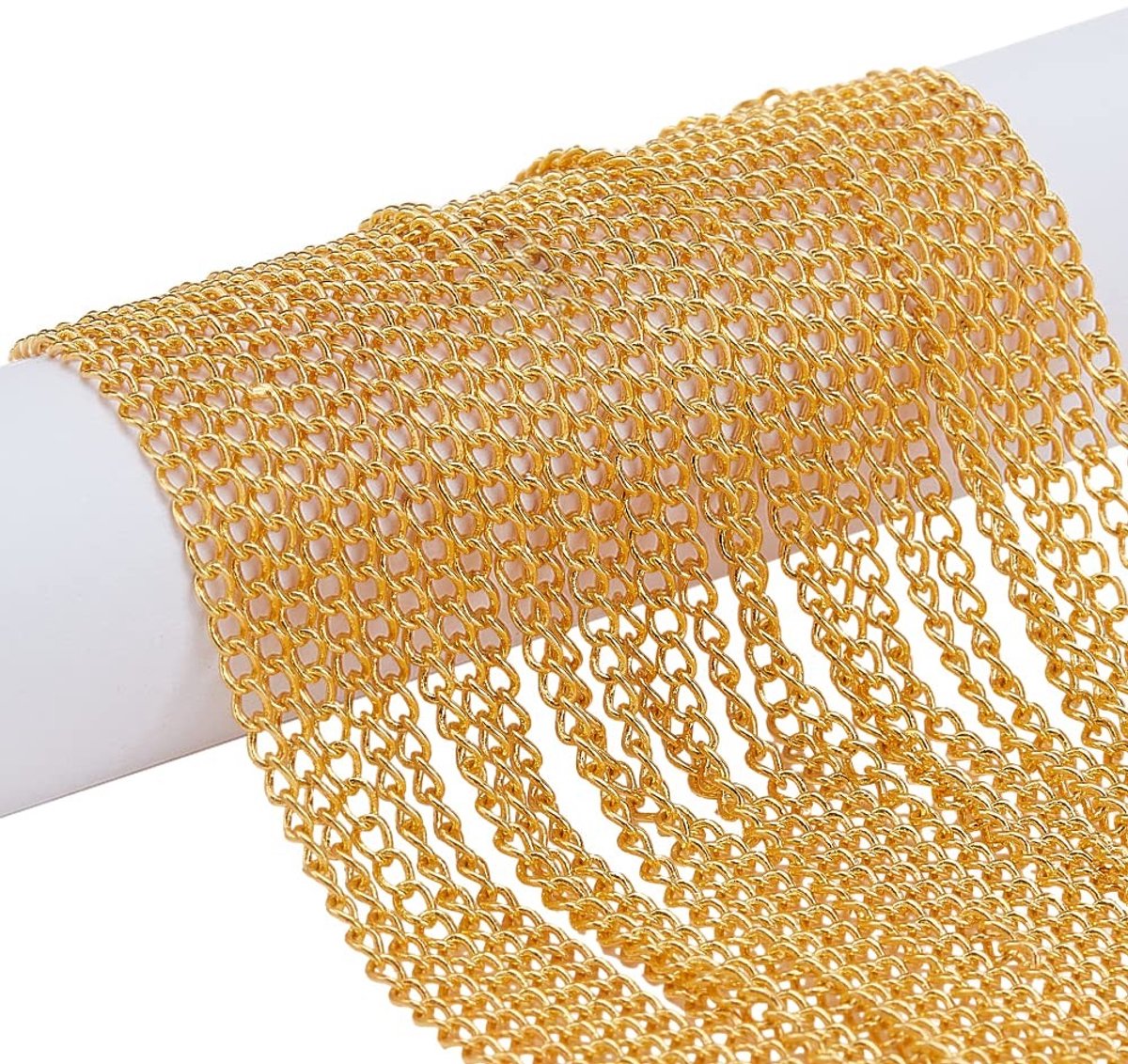 Store_9 - Brass Twist Chain - Gouden Sieraden Ketting - 5 Meter - Korte Keten - Perfect voor Haken en Charms - Goudkleurig