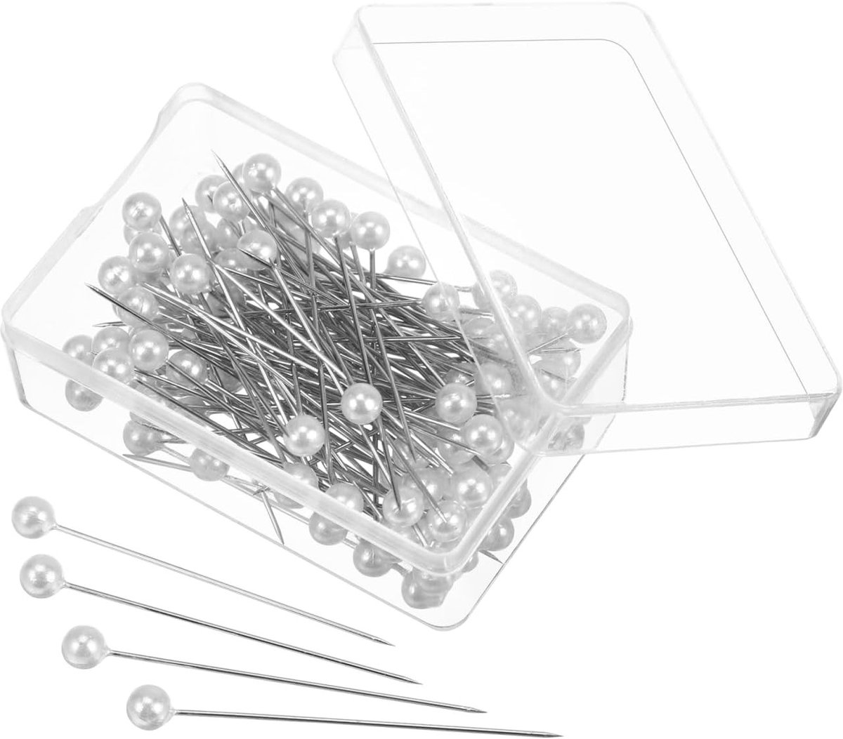 100 Stuks Kralen Naalden met Parelkop voor Handwerk, Sieraden en Creatieve Decoratie (Wit)