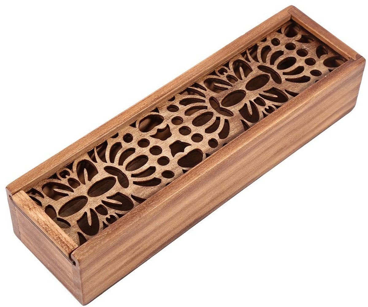 SPHProducts - Houten Pencil Case - Opbergbak - Duurzaam en Milieuvriendelijk - 19.5x5.6x4 cm - Organizer voor Kantoor en School - Perfect voor Station
