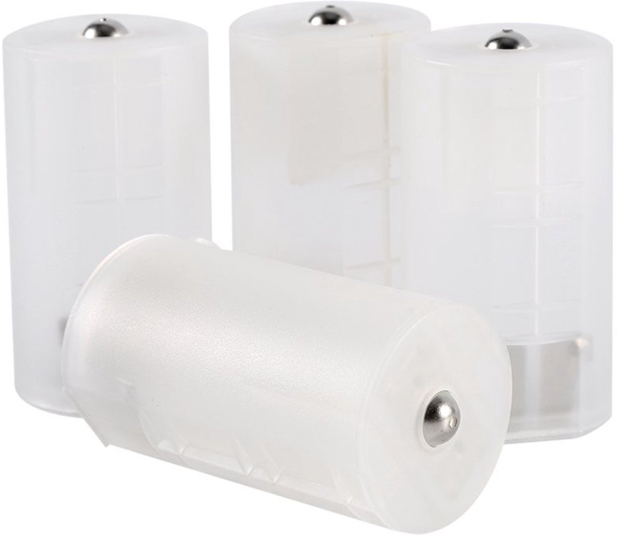 Store_7 - AA-batterij naar D-batterijconverter - Batterijadapterhouder - Doorschijnend wit - 4 Stuks - Batterijconverter - Geschikt voor diverse ap...