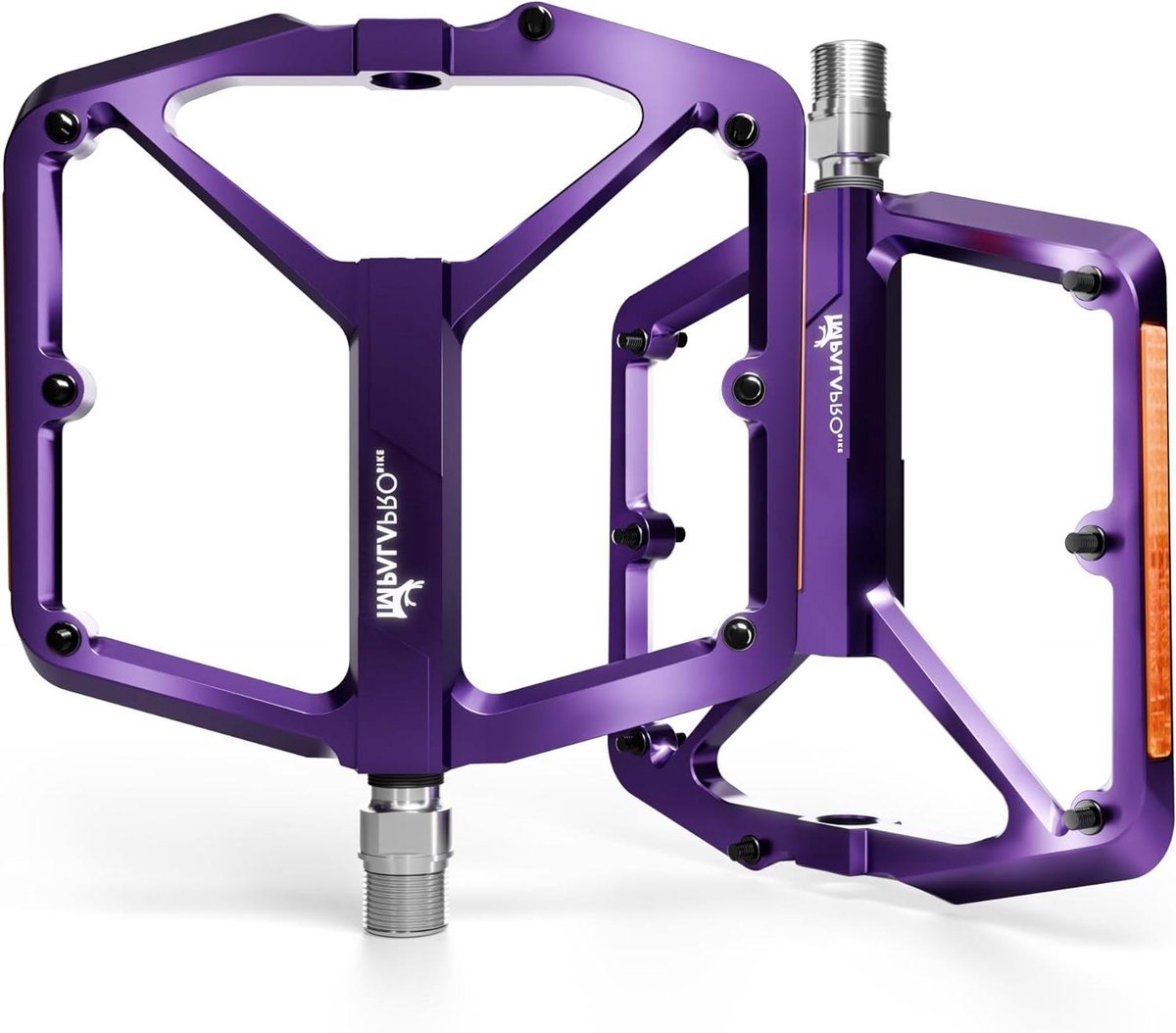 Fietspedalen Aluminium - MTB Pedalen - Verbeterde Grip - Uitneembare Antislip Nagels - 9/16 inch - Paars